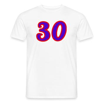 30. 30 ANS. 30e ANNIVERSAIRE. ANNIVERSAIRE 30 ANS. - T-shirt homme - blanc - Devant - AI Model Male 178 dark (178cm)