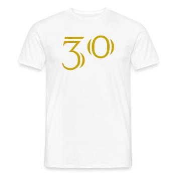 30. 30 ANS. 30e ANNIVERSAIRE. ANNIVERSAIRE 30 ANS. - T-shirt homme - blanc - Devant - AI Model Male 178 dark (178cm)
