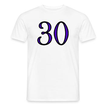 30. 30 ANS. 30e ANNIVERSAIRE. ANNIVERSAIRE 30 ANS. - T-shirt homme - blanc - Devant - AI Model Male 178 dark (178cm)