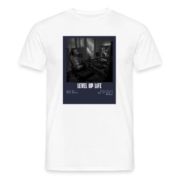 LevelUp Retro Gamer Tee - Männer T-Shirt - Weiß - Vorne - AI Model Male 178 dark (178cm)
