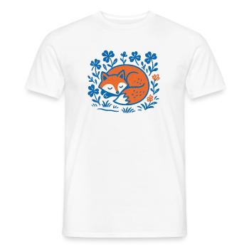 Renard endormi dans le jardin nocturne floral - T-shirt homme - blanc - Devant - AI Model Male 178 dark (178cm)