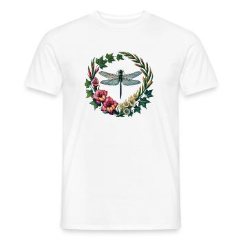 Dragonfly Floral Wreath Frame - Men's T-Shirt - white - Front - AI Model Male 178 dark (178cm)