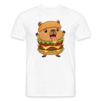 Süße Capybara Cartoon Fast Food Cheeseburger - Männer T-Shirt - Weiß - Vorne - AI Model Male 178 dark (178cm)