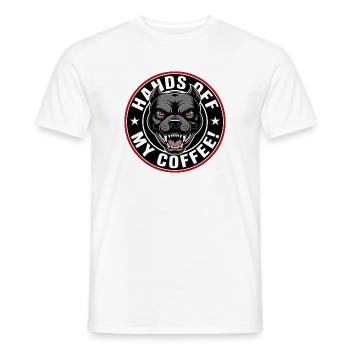 Halt mein Kaffee Hundemotiv - Männer T-Shirt - Weiß - Vorne - AI Model Male 178 dark (178cm)