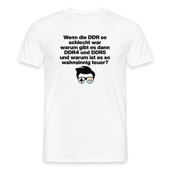 DDR4 & DDR5, ONLY FOR NERDS! GAMER NERDHUMOR ZOCKER - Men's T-Shirt - white - Front - AI Model Male 178 dark (178cm)