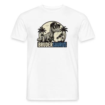 Brudersaurus – Cool Dino Brother Retro Style - Men's T-Shirt - white - Front - AI Model Male 178 dark (178cm)