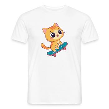Chaton kawaii sur skateboard - T-shirt homme - blanc - Devant - AI Model Male 178 dark (178cm)