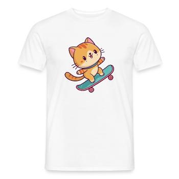 Colorful Skateboard Kitten - Men's T-Shirt - white - Front - AI Model Male 178 dark (178cm)