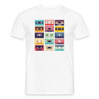 Cassettes Pop Art Pattern - Men's T-Shirt - white - Front - AI Model Male 178 dark (178cm)