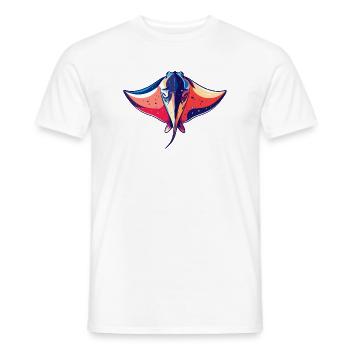 Colorful Manta Rays Graphic Sea Creatures Motif - Men's T-Shirt - white - Front - AI Model Male 178 dark (178cm)