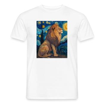 Lion Van Gogh - Men's T-Shirt - white - Front - AI Model Male 178 dark (178cm)