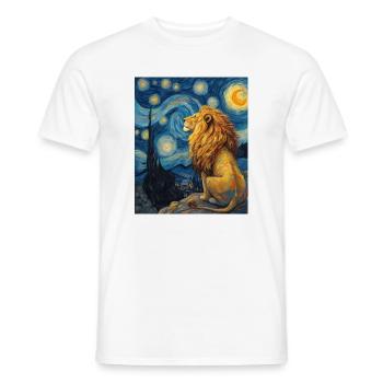 Lion Van Gogh - Men's T-Shirt - white - Front - AI Model Male 178 dark (178cm)
