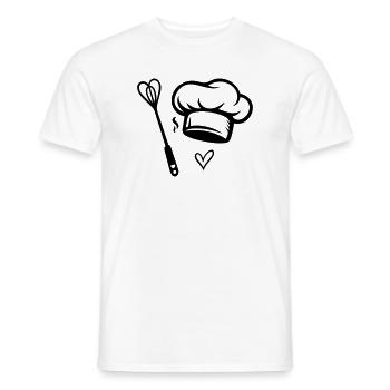 Chef Chopeau & Fouet Cœur - Cuisiner avec amour - T-shirt homme - blanc - Devant - AI Model Male 178 dark (178cm)