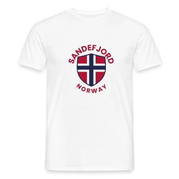 Sandefjord Norway Shield - Men's T-Shirt - white - Front - AI Model Male 178 dark (178cm)