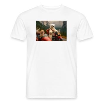 Nordic Motorcycle Adventure with Bear - Men's T-Shirt - white - Front - AI Model Male 178 dark (178cm)