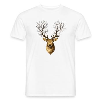 Hirschkopf mit Baumgeweih – Mystischer Waldgeist - Männer T-Shirt - Weiß - Vorne - AI Model Male 178 dark (178cm)