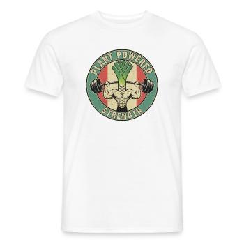 Strong Leek Weightlifting Design Fitness Vegan - Men's T-Shirt - white - Front - AI Model Male 178 dark (178cm)