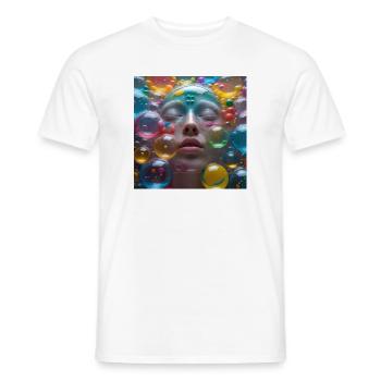 Visage parmi les bulles néon - T-shirt homme - blanc - Devant - AI Model Male 178 dark (178cm)
