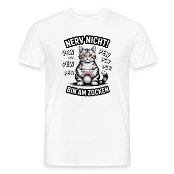 Nerv nicht bin am Zocken Gamer Katze Design - Männer T-Shirt - Weiß - Vorne - AI Model Male 178 dark (178cm)