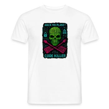 Hack the Planet Code Killer - Cybersécurité - T-shirt homme - blanc - Devant - AI Model Male 178 dark (178cm)