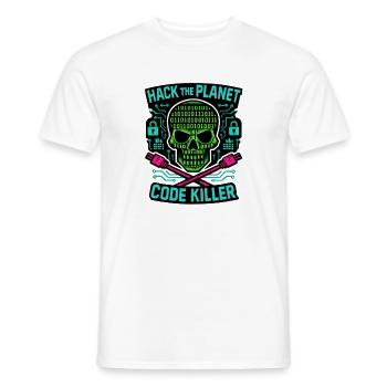 Cybersicherheit: Hack den Planeten - Männer T-Shirt - Weiß - Vorne - AI Model Male 178 dark (178cm)