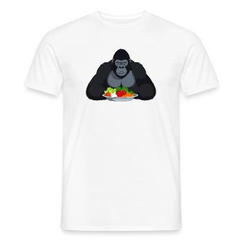 Cool Gorilla with Vegetable Plate Monkey Motif - Men's T-Shirt - white - Front - AI Model Male 178 dark (178cm)