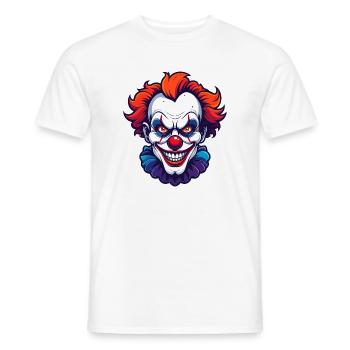 Gruselclown Horror Clown Kopf Porträt Motiv - Männer T-Shirt - Weiß - Vorne - AI Model Male 178 dark (178cm)