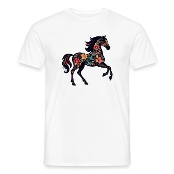 Flower Horse Floral Ornaments Horse Silhouette - Men's T-Shirt - white - Front - AI Model Male 178 dark (178cm)