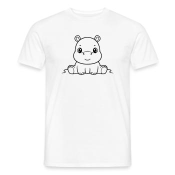 Süßes Baby Nilpferd Comic Outline - Männer T-Shirt - Weiß - Vorne - AI Model Male 178 dark (178cm)