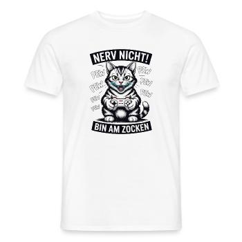 Nerv nicht bin am Zocken Gamer Katze Design - Männer T-Shirt - Weiß - Vorne - AI Model Male 178 dark (178cm)
