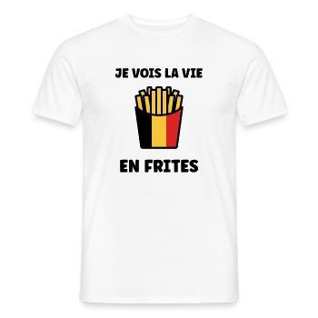 Frites Belges Drapeau Graphic - T-shirt homme - blanc - Devant - AI Model Male 178 dark (178cm)