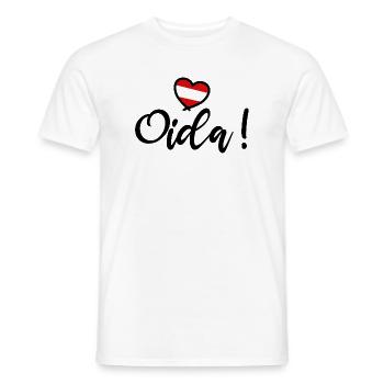 Oida! Austria Heart I love Austria Dialect - Men's T-Shirt - white - Front - AI Model Male 178 dark (178cm)
