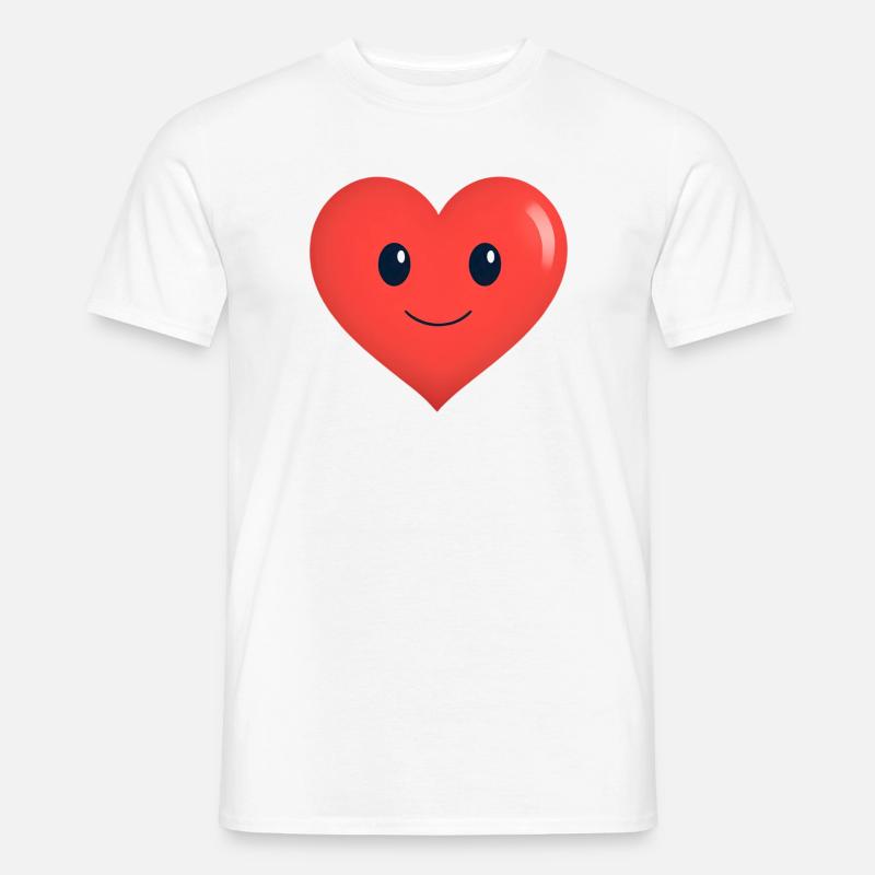 Herz lächelt Form Rot - Männer T-Shirt - Weiß