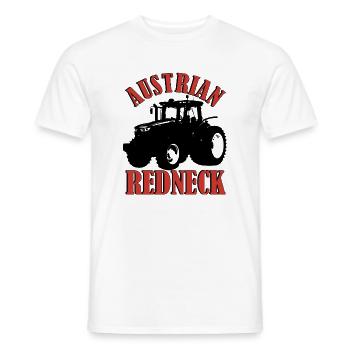Austrian Redneck – Alpenstil mit Traktor und Bier  - Männer T-Shirt - Weiß - Vorne - AI Model Male 178 dark (178cm)