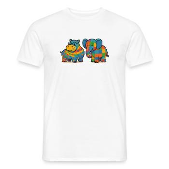 Bunte Elefanten-Nilpferd-Haustiere - Männer T-Shirt - Weiß - Vorne - AI Model Male 178 dark (178cm)
