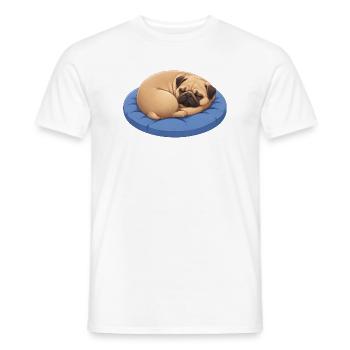 Carlin mignon Chien de dessins animés câlinant Reposant - T-shirt homme - blanc - Devant - AI Model Male 178 dark (178cm)