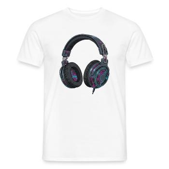 Retro Headphones Techno DJ 90s Music Style - Men's T-Shirt - white - Front - AI Model Male 178 dark (178cm)