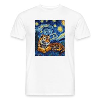 Tiger Van Gogh - Men's T-Shirt - white - Front - AI Model Male 178 dark (178cm)
