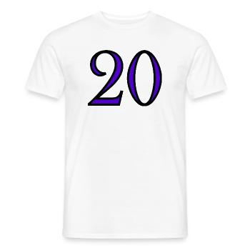 20. 20th ANNIVERSARY. 20 YEARS ANNIVERSARY. 20 YEARS. - Men's T-Shirt - white - Front - AI Model Male 178 dark (178cm)