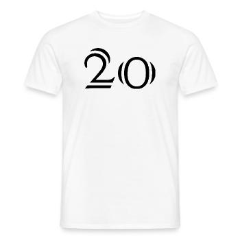 20. 20 YEARS. 20th ANNIVERSARY. 20 YEARS ANNIVERSARY. - Men's T-Shirt - white - Front - AI Model Male 178 dark (178cm)