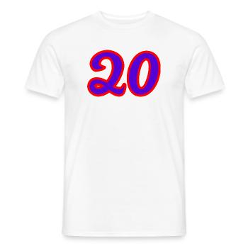 20. 20 YEARS. 20th ANNIVERSARY. 20 YEARS ANNIVERSARY. - Men's T-Shirt - white - Front - AI Model Male 178 dark (178cm)