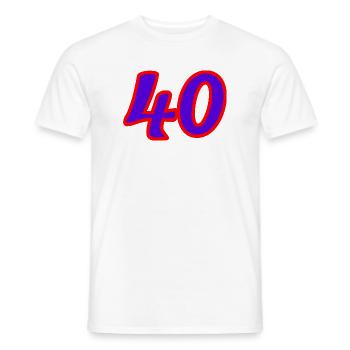 40. 40 YEARS. 40th ANNIVERSARY. 40 YEARS ANNIVERSARY. - Men's T-Shirt - white - Front - AI Model Male 178 dark (178cm)