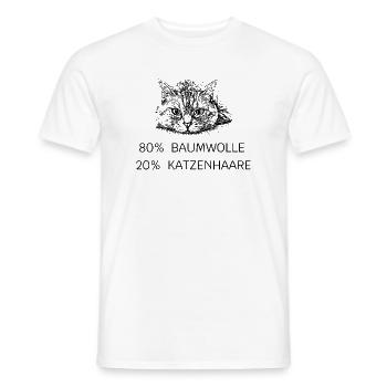 80% cotton - 20% cat hair - Men's T-Shirt - white - Front - AI Model Male 178 dark (178cm)