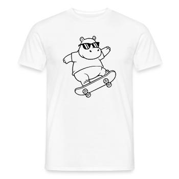 Profil du skateboard Skater Hippo - T-shirt homme - blanc - Devant - AI Model Male 178 dark (178cm)