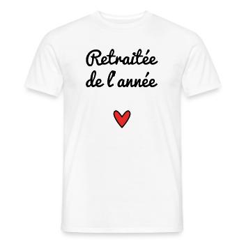 RETRAITEE. RETRAITE. COEUR. BONNE RETRAITE - T-shirt homme - blanc - Devant - AI Model Male 178 dark (178cm)
