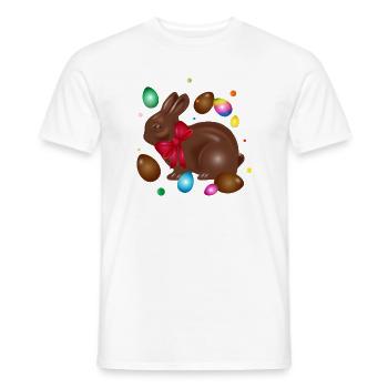Schokoladen-Osterhase mit bunten Ostereiern  - Männer T-Shirt - Weiß - Vorne - AI Model Male 178 dark (178cm)