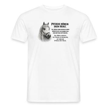 Pferde hören dein Herz –für Reiterinnen und Reiter - Männer T-Shirt - Weiß - Vorne - AI Model Male 178 dark (178cm)