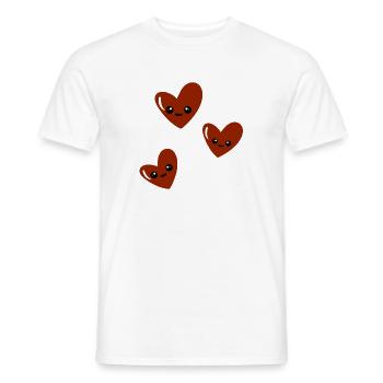 Trio des Cœurs Câlins Kawaii - T-shirt homme - blanc - Devant - AI Model Male 178 dark (178cm)