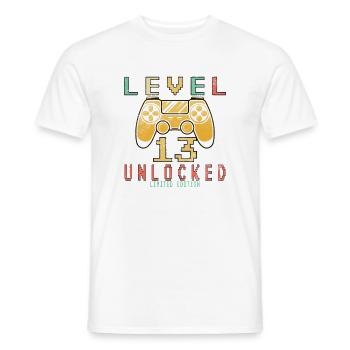 13th Birthday Boys Gamer Level 13 Unlocked - Men's T-Shirt - white - Front - AI Model Male 178 dark (178cm)