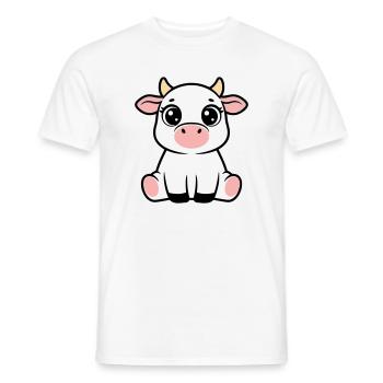 Süßes Kalb Baby Kuh Sitzend Kawaii - Männer T-Shirt - Weiß - Vorne - AI Model Male 178 dark (178cm)